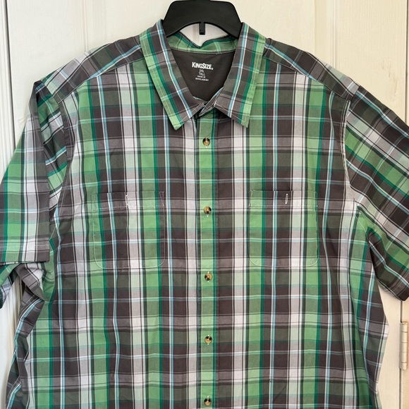 KingSize BIG AND TALL MENS SHIRT. LIKE NEW! SHORT SLEEVE PLAID SPORT SHIRT - Picture 8 of 13